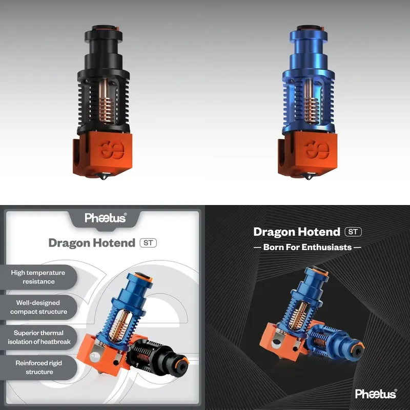 Brand for Phaetus Dragon ST Hotend 500C All Metal Rigid Structure 1.75mm Filament Compatible for Prusa MK3 MK3S Voron High
