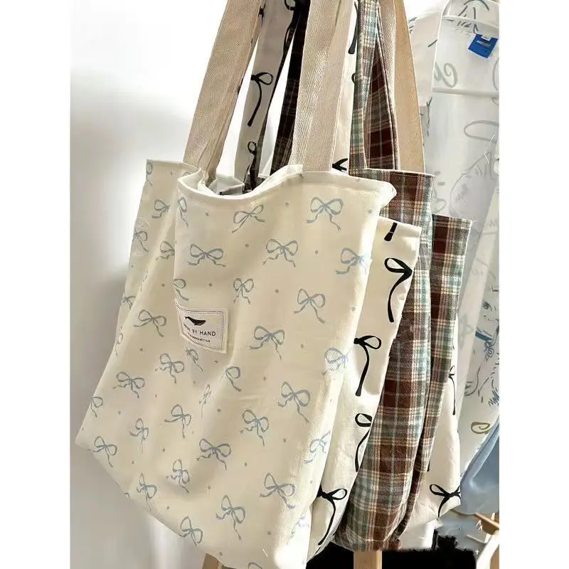 

Korean Style Casual Tote Bag for Women, Unique Design Shoulder Crossbody Purse, Large Capacity Canvas Handbag for Teens Girls