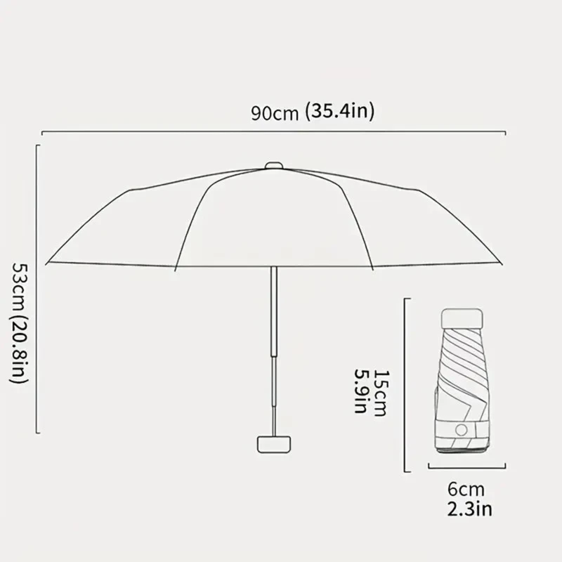 Mini Portable Umbrella Sun With  Case Set Parasol Rain and Shine Dual Use Unisex Travel Protable Folding Pocket