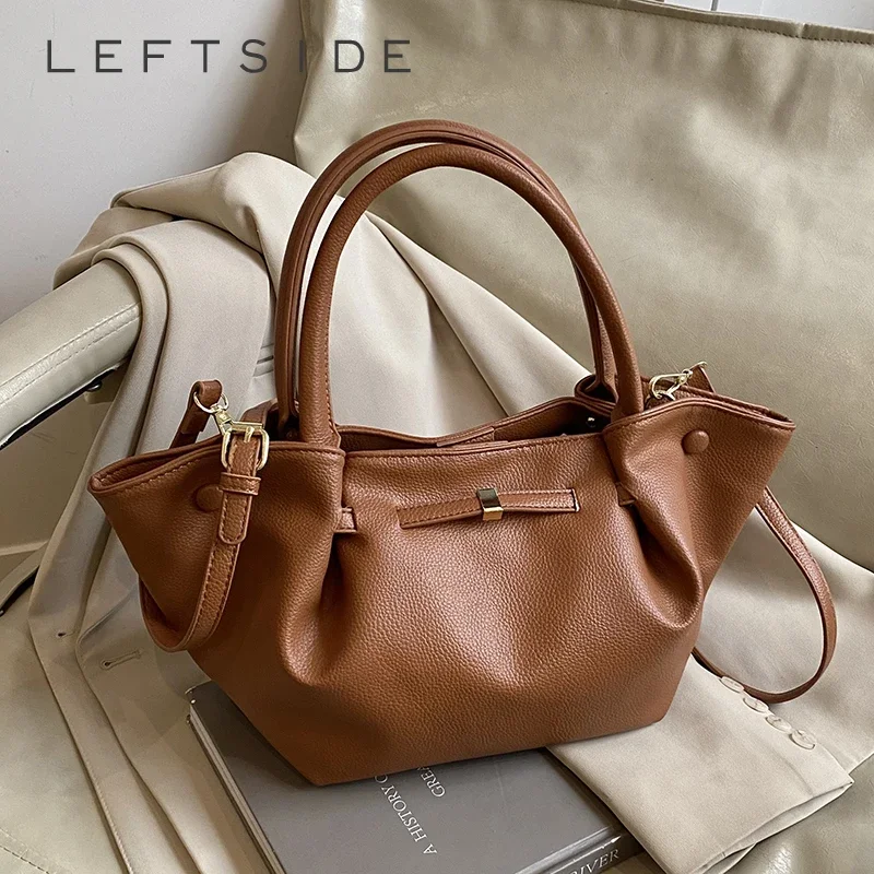 

LEFTSIDE PU Leather Tote Bags Lady Crossbody Bag for Women 2024 Winter New Trends Female Luxury Shoulder Bag Handbags and Purses