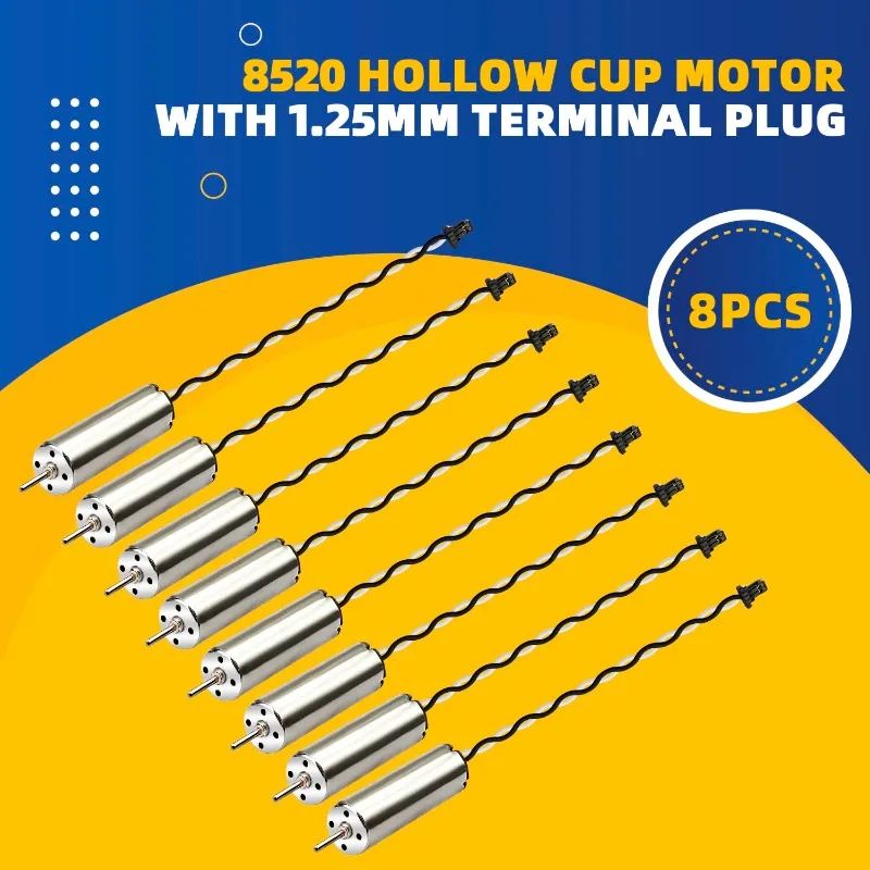 8 個 8520 モーター 8.5x20mm コアレスブラシ付きモーター 3.7V 53000Rpm ミニ DC モーター コネクタ付き DIY マイクロクアッドコプター RC ドローン用