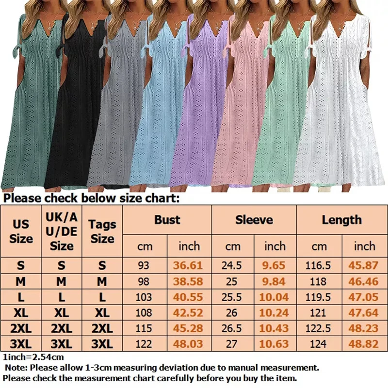 Robe longue brodée à col en V pour femmes, robes maxi décontractées, robe taille haute pour dames, manches courtes, robe de soirée sexy avec poche