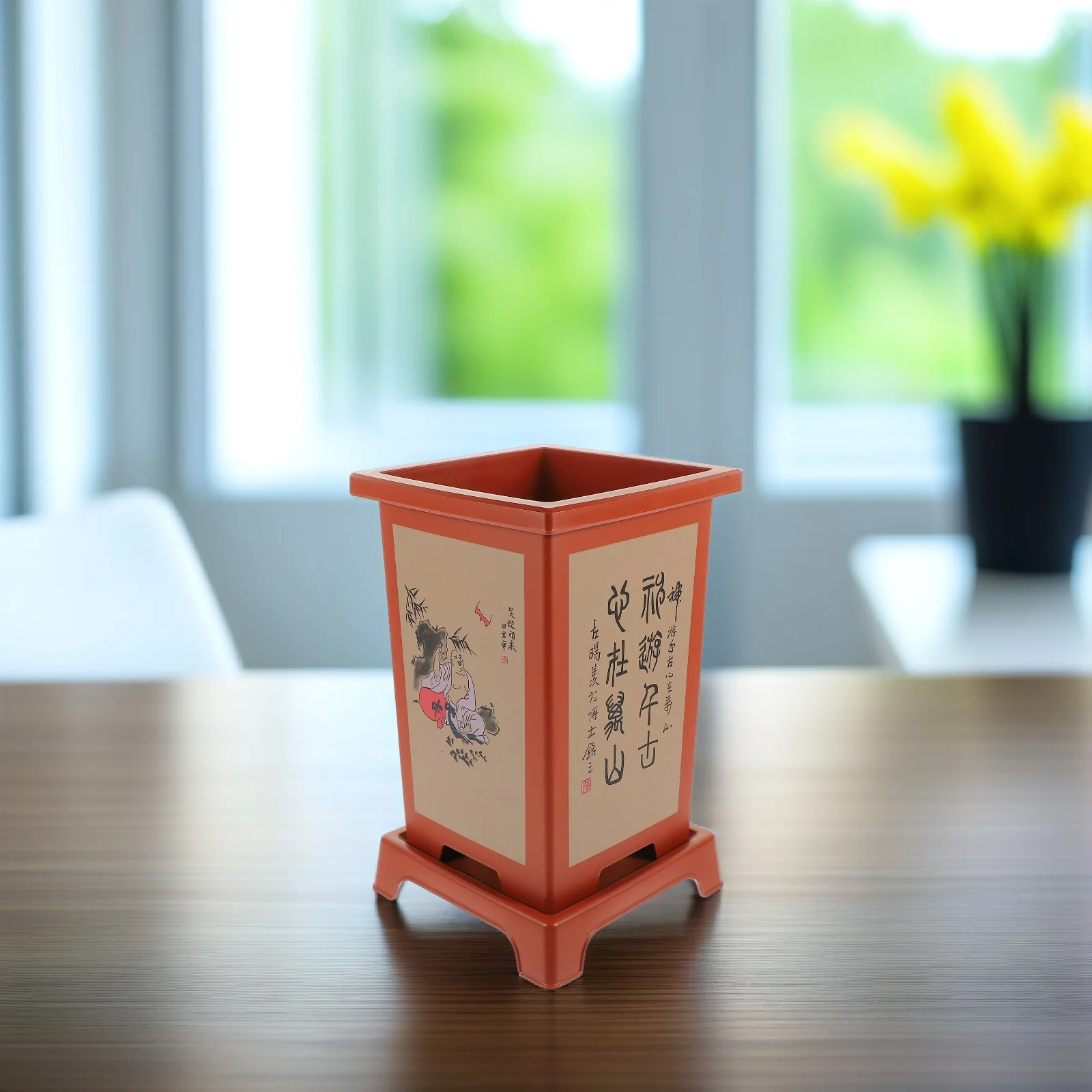 

Breathable Orchid Flowerpot Plastic Plant Container with Saucer Modern Design Indoor Gardening Gift Orchid Pot