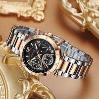 MINI FOCUS Women's Multifunction Quartz Watch - Date Display/Luminous Hands/Stainless Steel Band/30m Water Resistant 0489L
