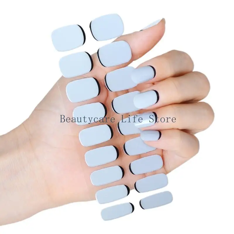 

652C Semi Cured Gel Strips Gradient Wraps French Gel Nails Stickers Nails Art Stickers Nails Polish Strips