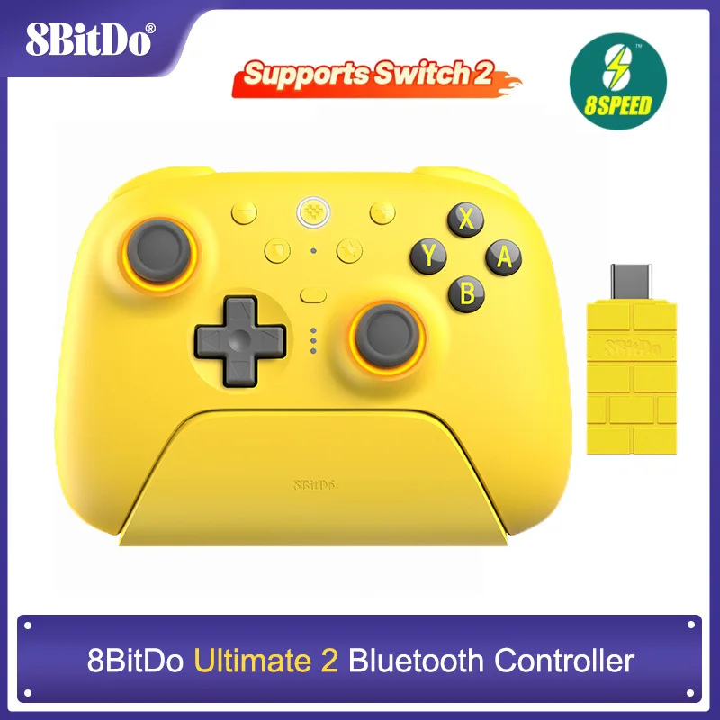 

8BitDo - Ultimate 2 Wireless Bluetooth Controller with Charging Dock TMR Joysticks & 8Speed for Nintendo Switch 1/2,PC,Windows