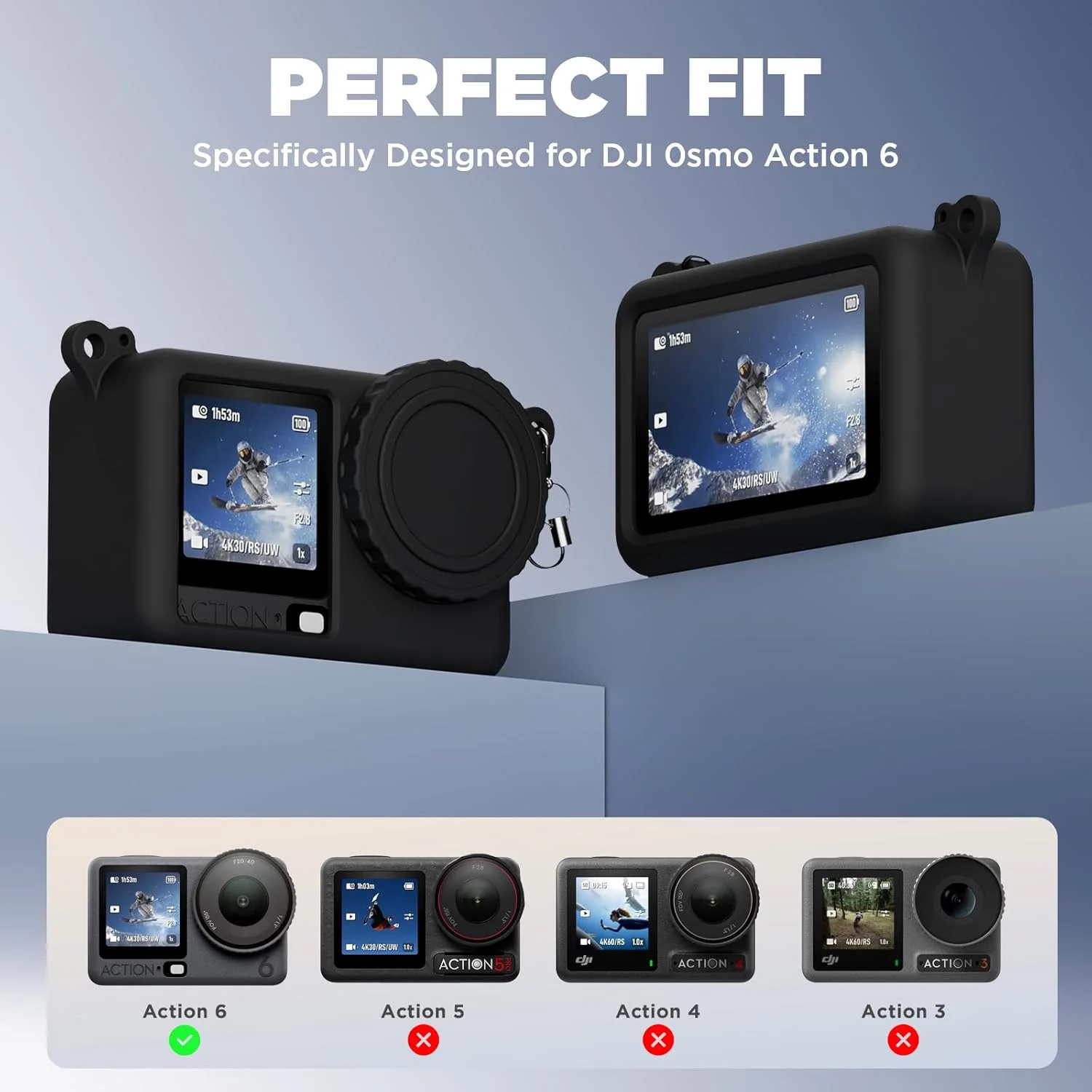 Case for DJI Osmo Action 6 with Lanyard Soft Silicone Non-Slip Anti-Drop Wear-Proof and Washable Action Camera Protector Case