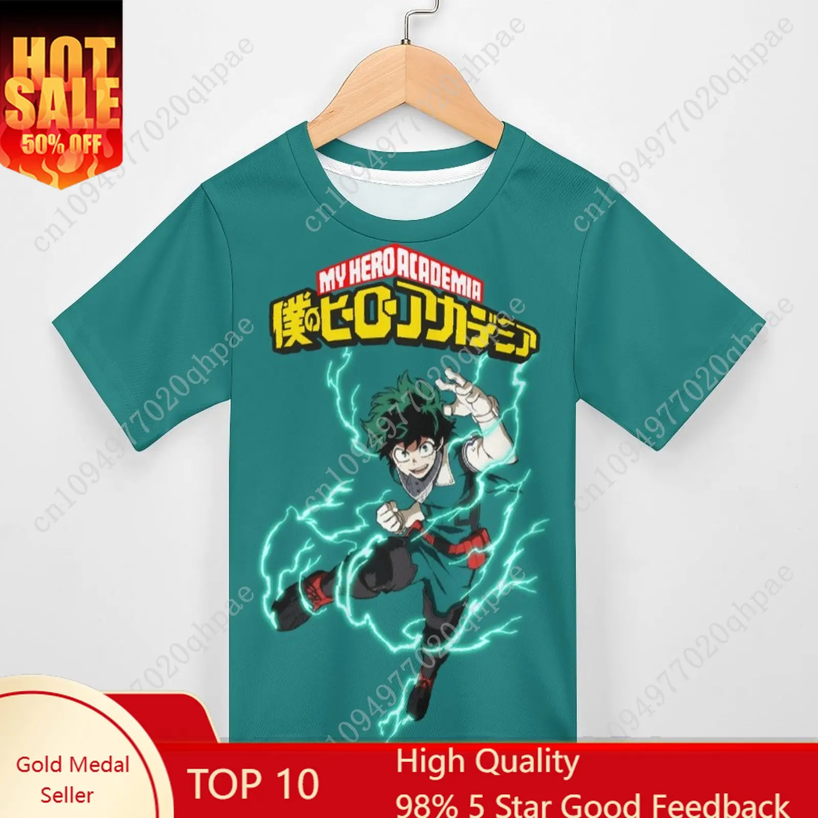 

Футболка My Hero Academia Izuku Midoriya для мальчиков и девочек, детская хлопковая футболка с короткими рукавами, легкая дышащая футболка, топы на заказ