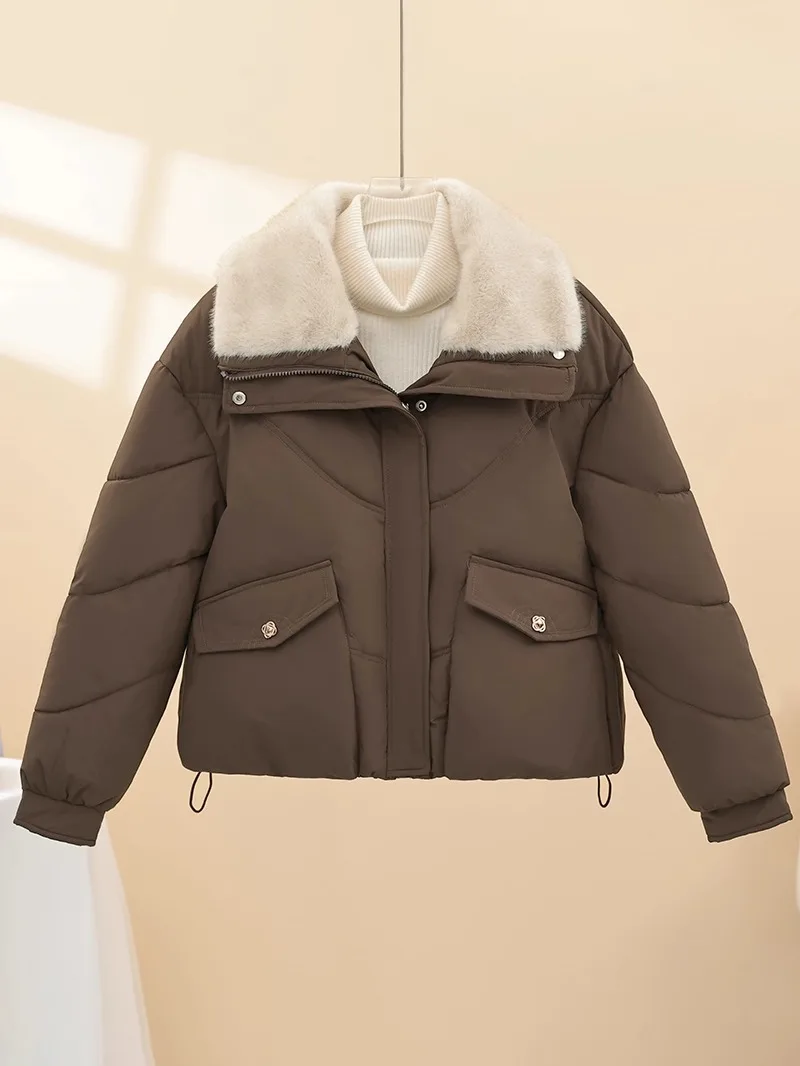 Damski płaszcz bawełniany Sli Thiened, jesienno-zimowy, luźny, modny, mały rozmiar, uniwersalny, z kołnierzykiem.