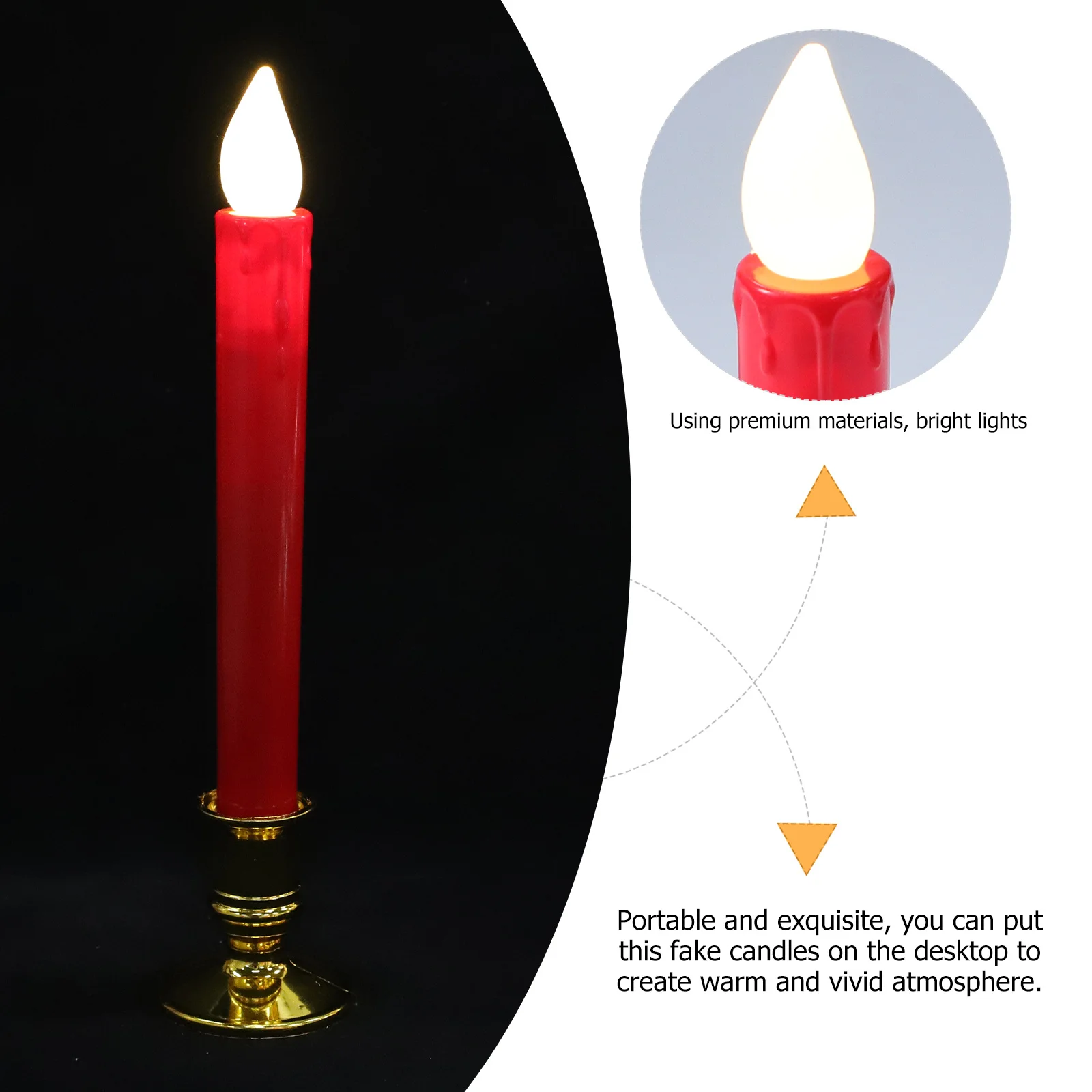 

6Pcs ABS Flameless Candles LED Taper Lights Stable Base for Wedding Birthday Festivals Home Garden Decoration Flameless Candles