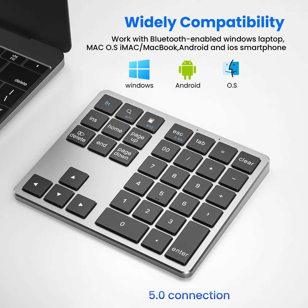 USB 2.4G Wireless Keyboard 35 Keys Buttons Multimedia Quiet Keypad Charging Number Digital Numpad For Laptop PC Office Supplies