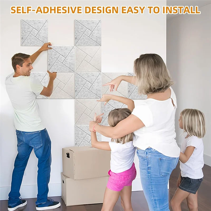 Pannelli acustici ABNM 12 pezzi con autoadesivi, pannelli in schiuma fonoassorbente 12X12x0,4 pollici, piastrelle fonoassorbenti per pareti