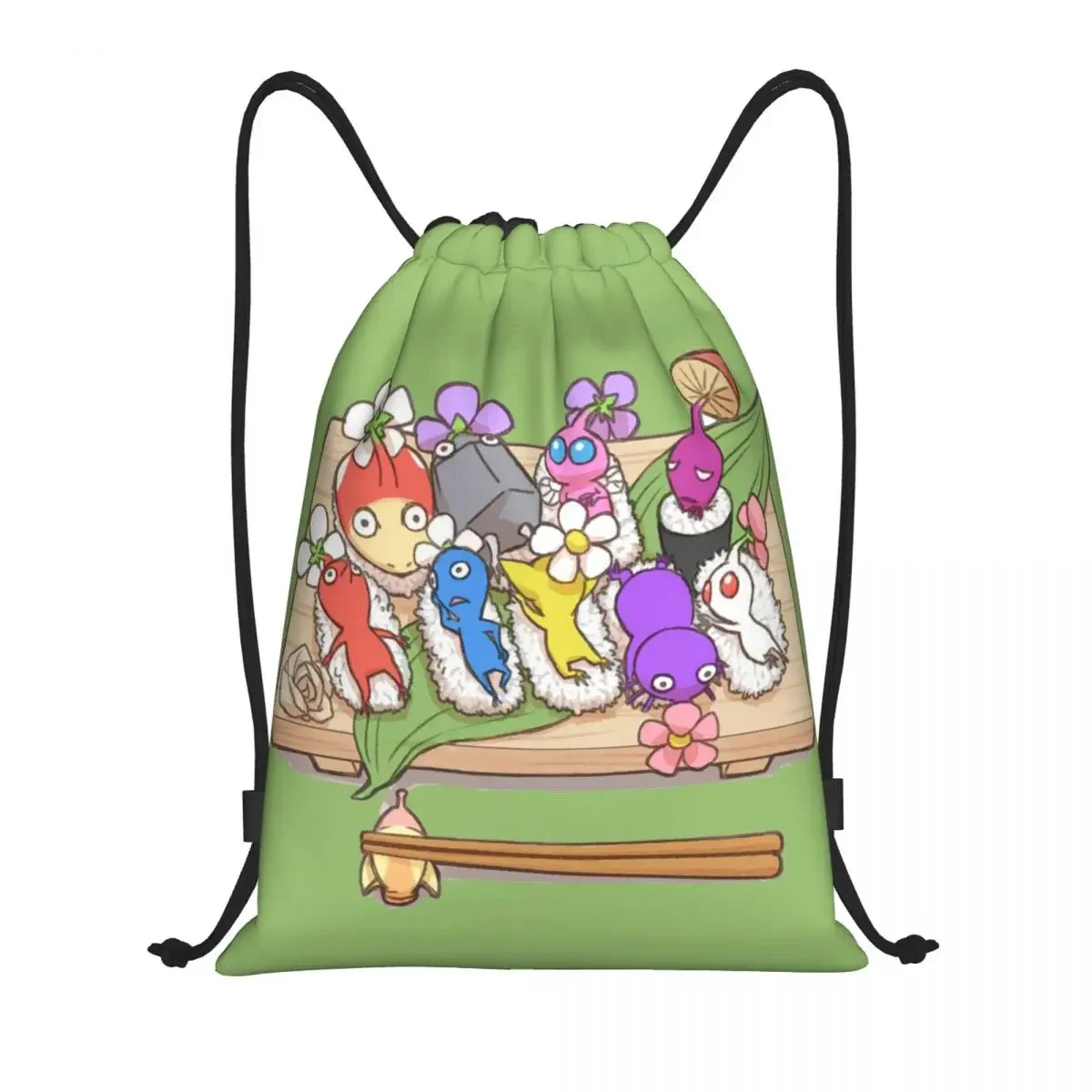 

Симпатичная игровая сумка Pikmins на шнурке для покупок, рюкзаки для йоги, женские и мужские рюкзаки с героями мультфильмов в стиле аниме, спортивный рюкзак для спортзала
