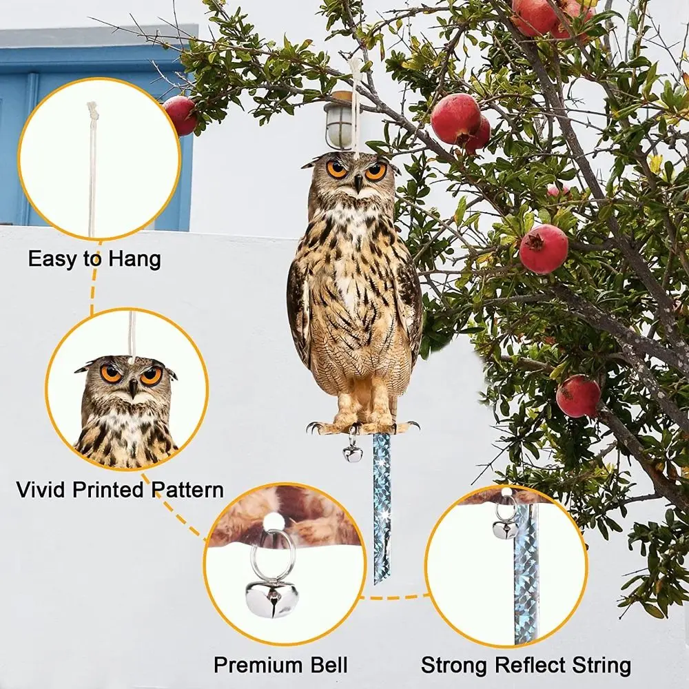 Acrylic Reflects Light Hanging Decoration Pest Control Bird Repelling Artifact Bird Scarer Fake Owl Bird Repellent