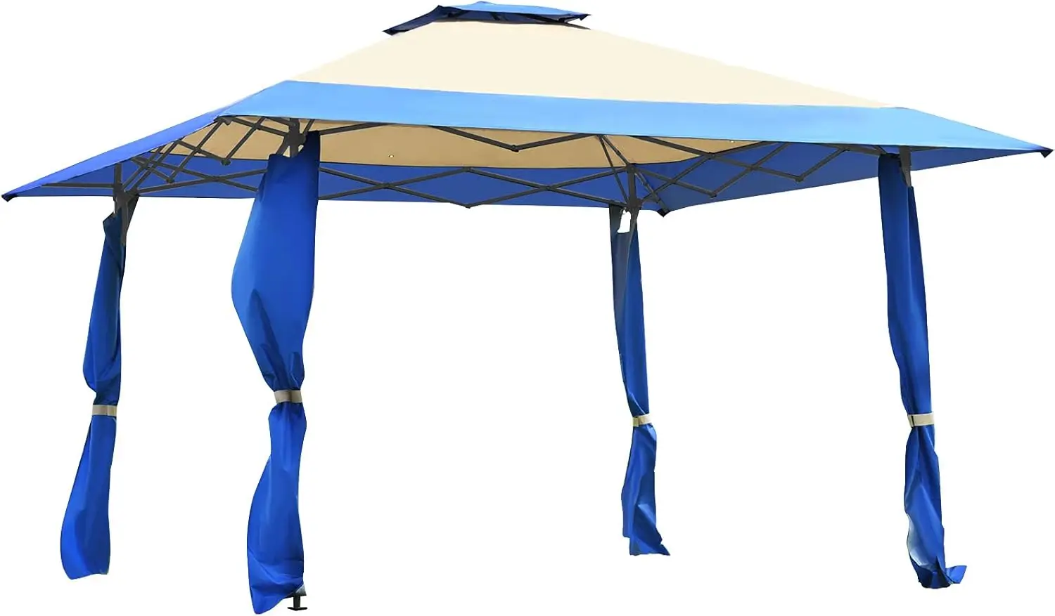 

13 x13Ft Pop-Up Gazebo, Outdoor Canopy Shelter Tent w/ 2-Tier Roof, Corner Curtains & 3 Adjustable Heights, Patio Gazebo with