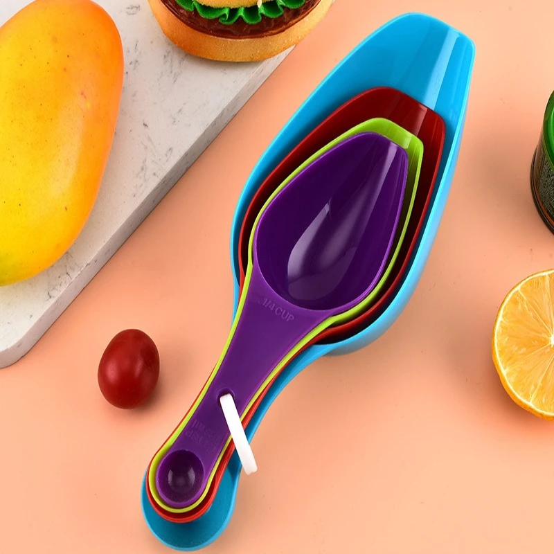 Colorful Double Headed Measuring Spoon Four Piece Set Plastic with Scale Kitchen Rice Flour Shovel Bean and Melon Seed Shovel
