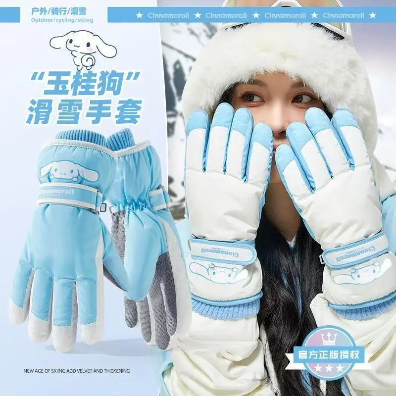 

Cinnamoroll Ski Gloves by Sanrio Winter Fleece - Lined Thick Warm Wind - proof Waterproof for Winter Cycling Unisex version