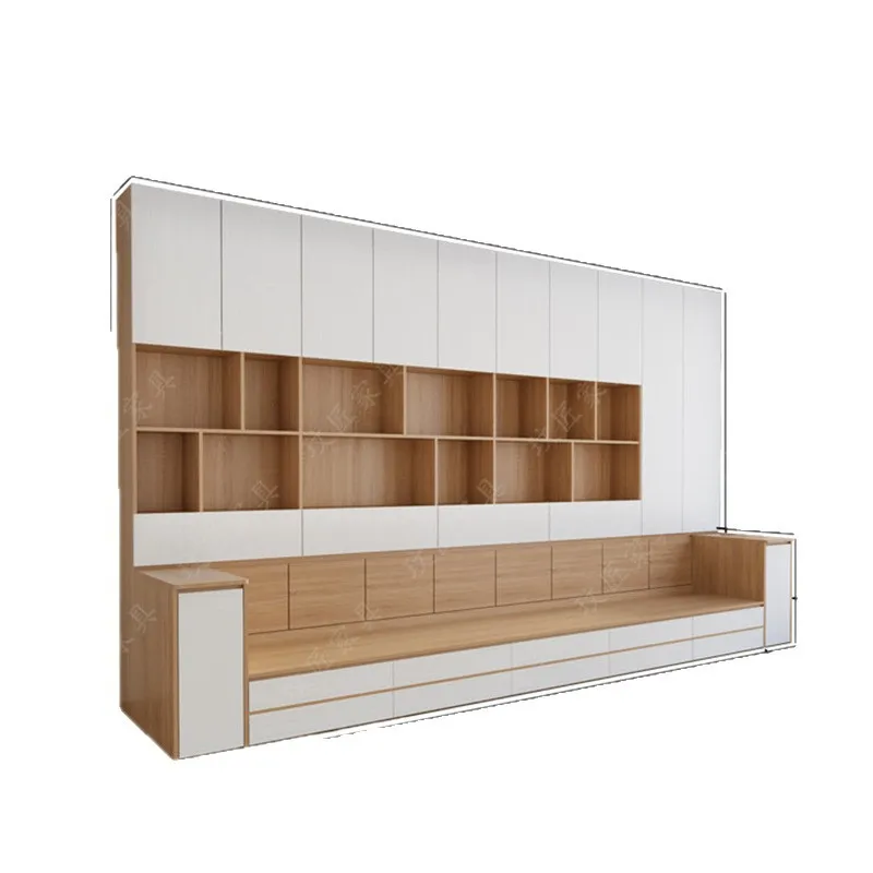 Sofa bookcase integrated living room wall cabinet bookcase combination multi-functional household with glass door