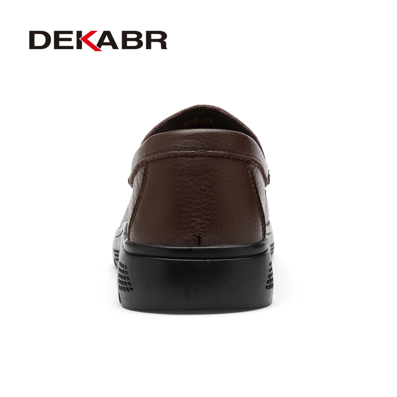 DEKABR Genuine Leather Handmade Breathable Comfortable Work Men\'s Casual Shoes Outdoor Loafers Slip on Men Shoes Size 37-47