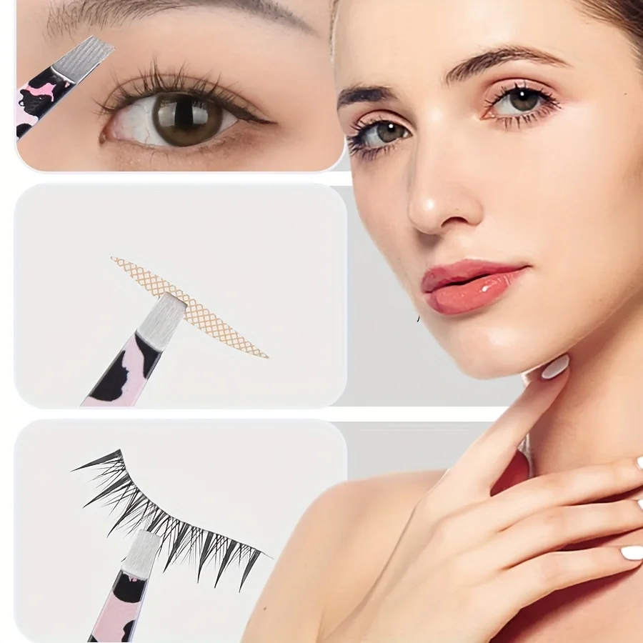 Ensemble de pincettes à sourcils en acier inoxydable, 4 pièces, autocollant de maquillage, outil pour faux cils, enlever la pince à barbe, cadeau de noël