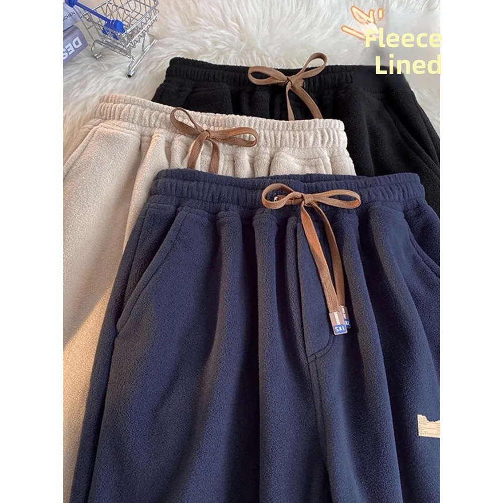 Thiened Fce اصطف الأمريكية الرجعية فرو الضأن الرجال الخريف الشتاء سروال قصير السراويل الدافئة مكبل السراويل الترفيه السراويل غير رسمية #4