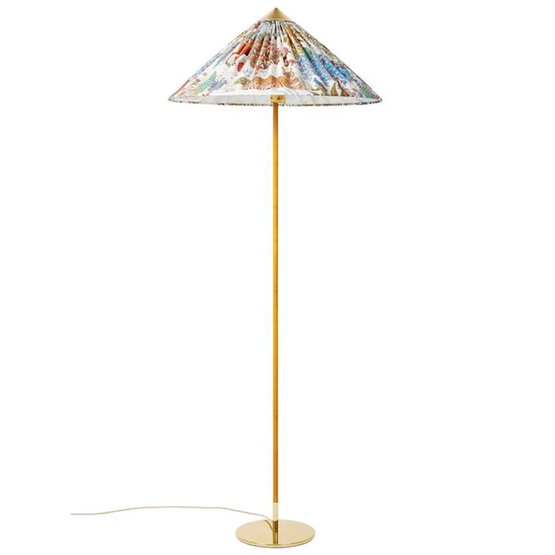 

Floor lamp model room soft decoration creative bamboo hat wabi sandy wind retro living room decorative lamps