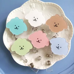 Acrylic Cute Cloud Shape Badge Holder Teacher Student Name Tag Clip Telescopic Rotating Id Buckle Badge Reel Clip Lanyard New