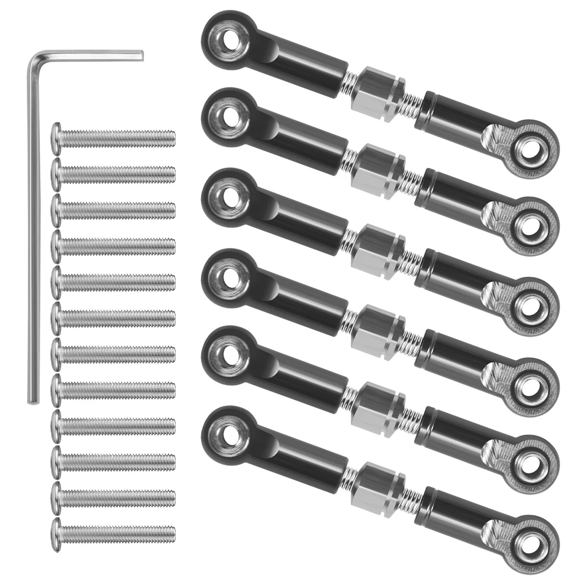 Varilla de tracción de enlace de Metal ajustable, Servo enlace delantero y trasero para Wltoys A949 A959 A969 A979 K929 RC, repuesto de actualización de coche, gris, 6 piezas