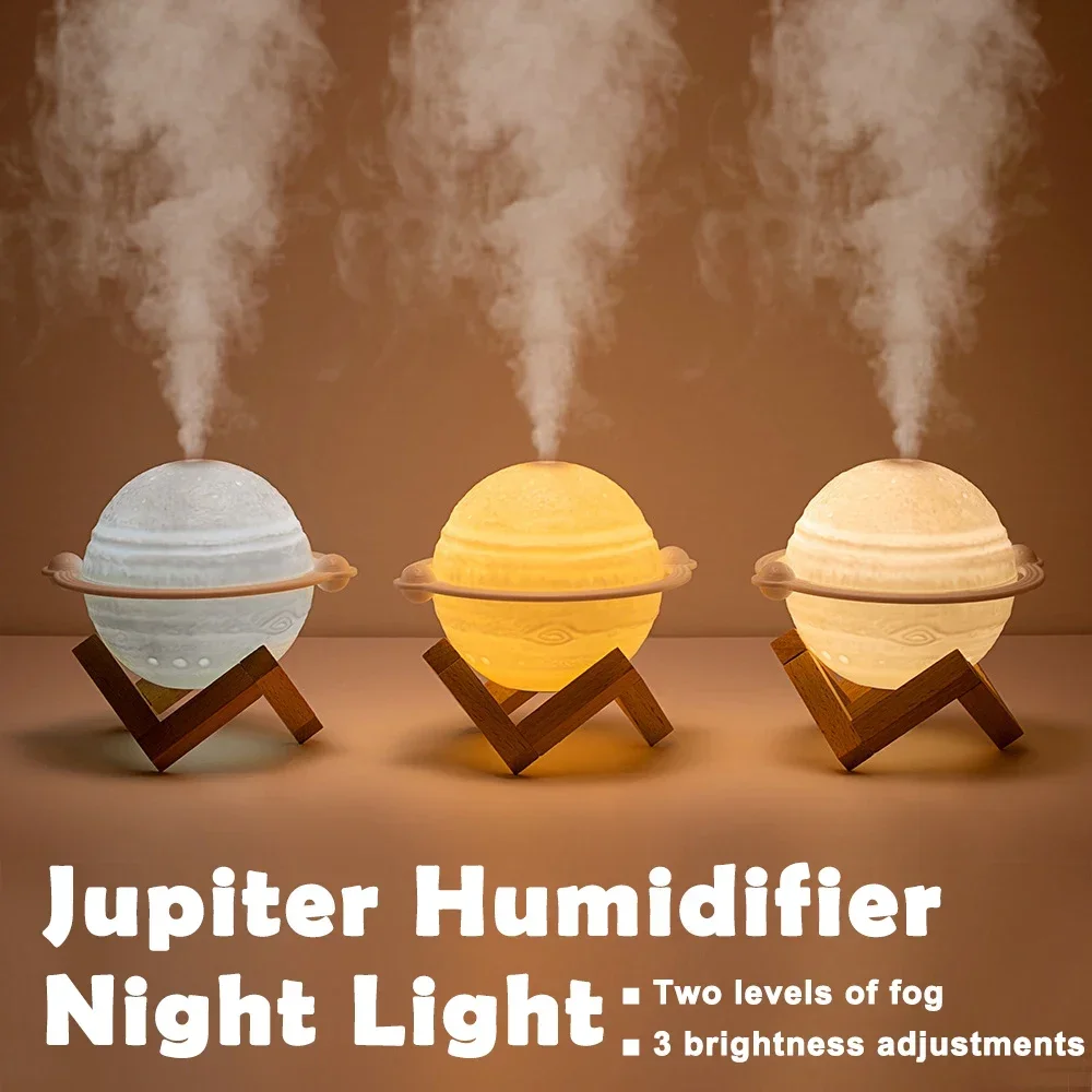 Jupiter Night Light 3D Planet Air Humidifier Electric Aroma Diffuser Mini Atmosphere Light for Bedroom Living Room Desktop Decor