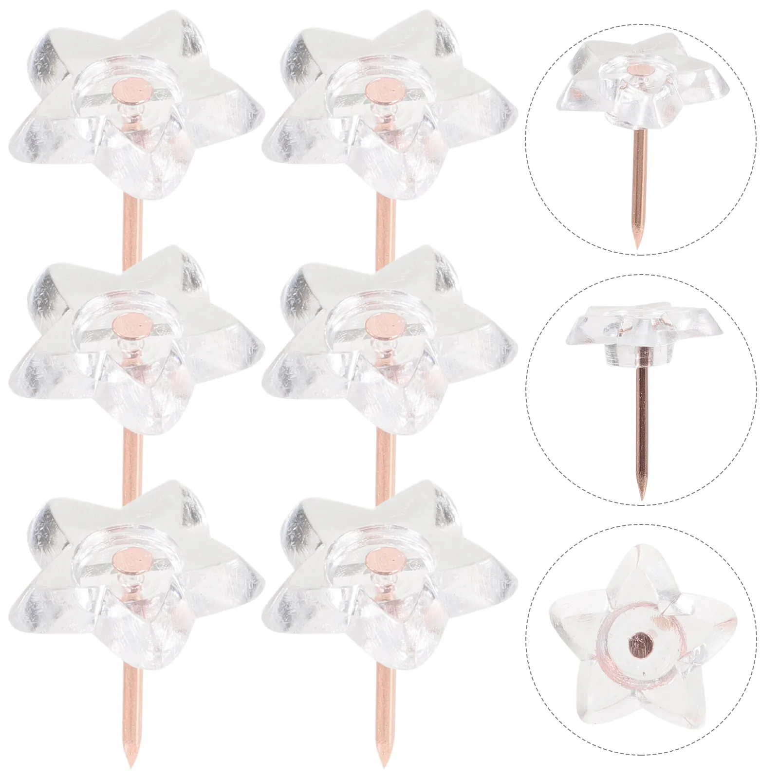 

100Pcs Creative Transparent Star Shaped Push Pin Clear Thumb Tacks for Bulletin Boards Cork Strips Map Markers