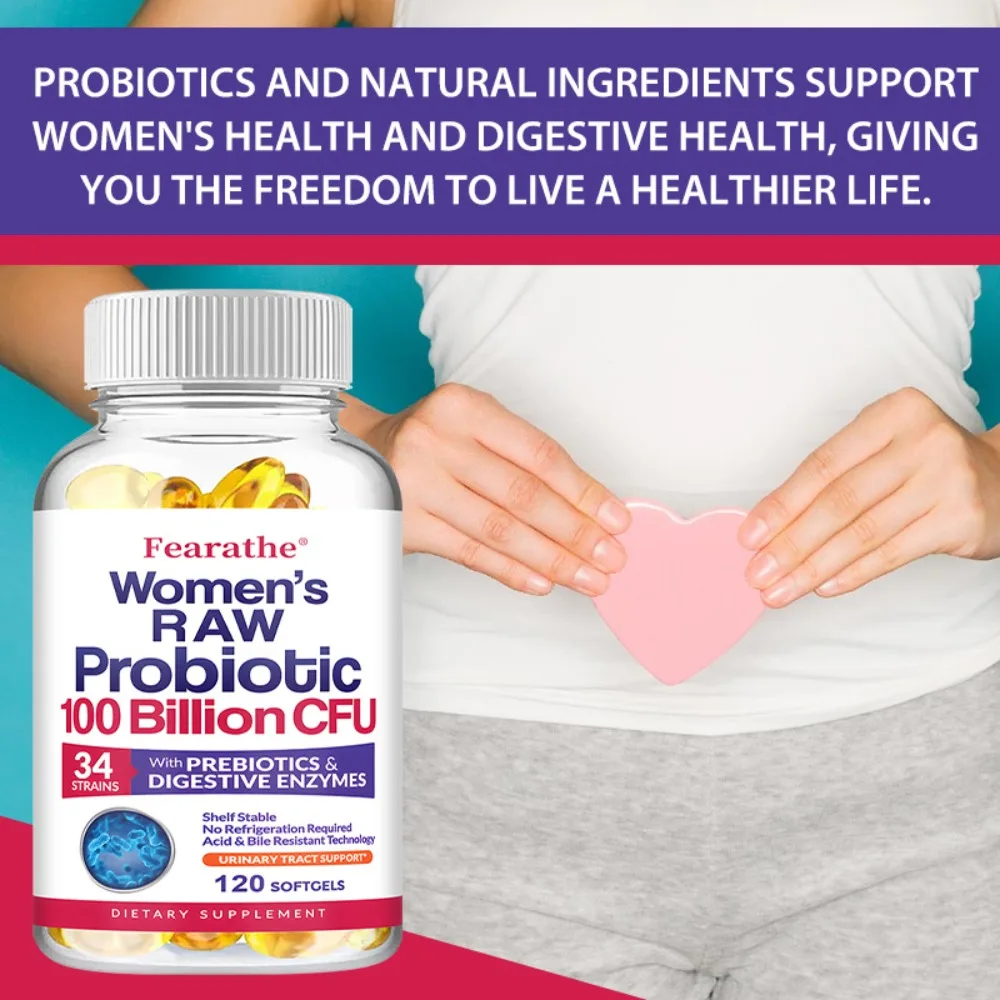 Raw Probiotics for Women 100 Billion CFUs with Prebiotics, Digestive Enzymes, Women's Probiotic for Adults, Shelf Stable