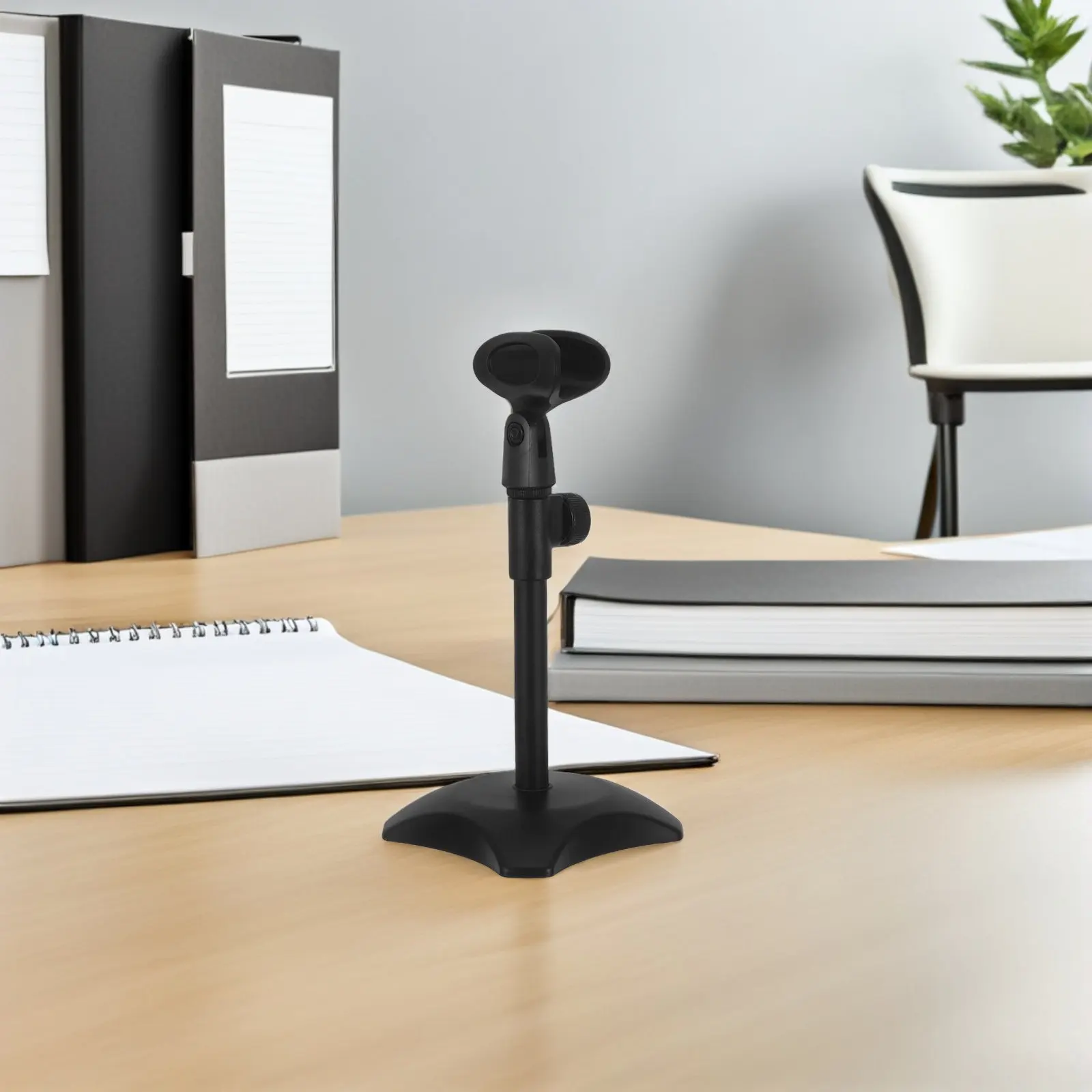 Desktop Microphone Stand Adjustable Height Metal Mic Desk Stand with Weighted Square Base Anti Vibration for Interviews Lectures