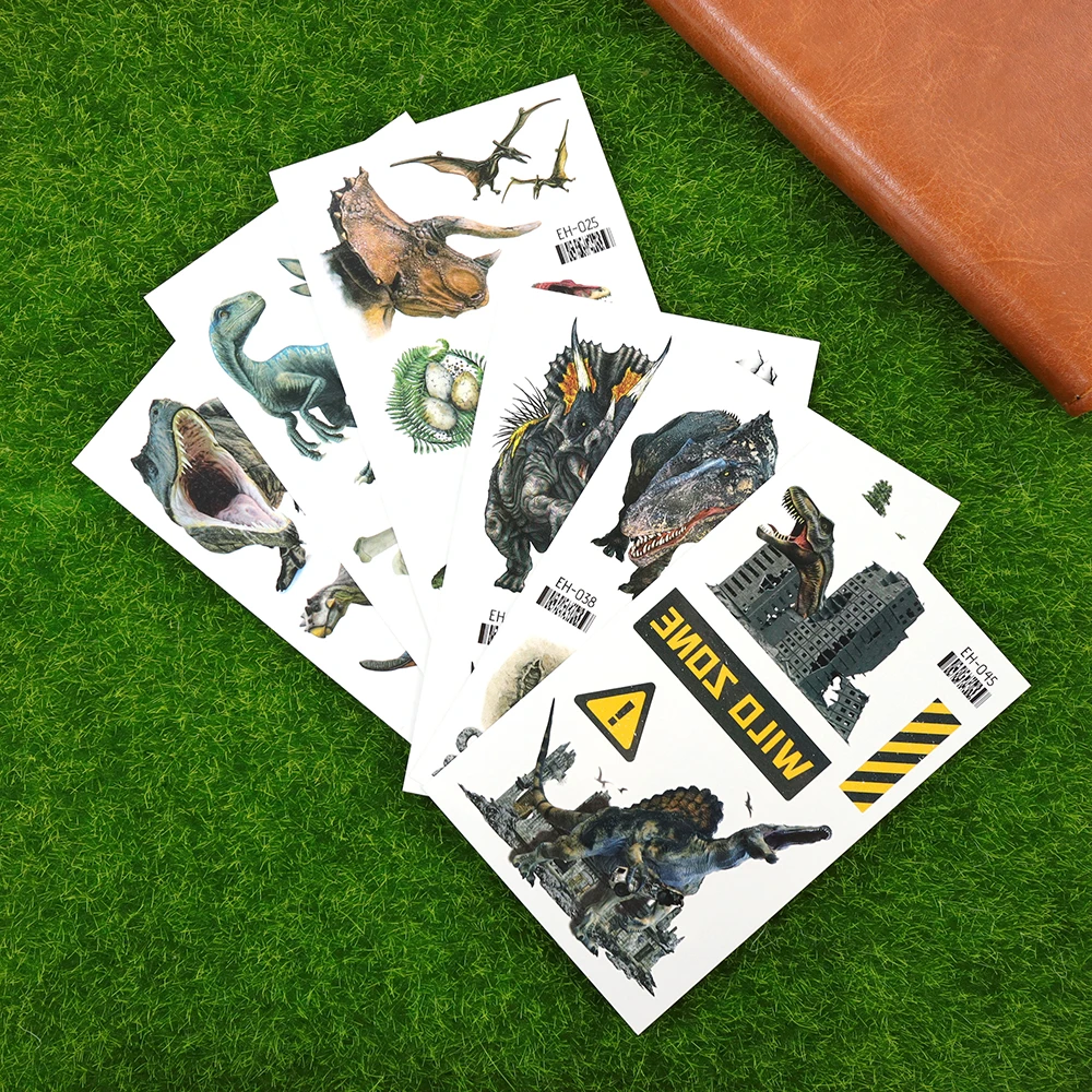 12pcs Jurassic Dinosaur Waterproof Temporary Tattoo Sticker T-Rex Velociraptor Triceratop Body Art Fake Tattoos Sleeve Women Men - view 5