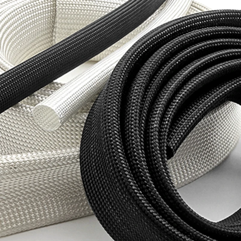 High Temp Fiberglass Insulation Sleeve 600Deg.C Fireproof Braided Tubing ID 1-10mm 10-200M for Vehicle Wiring Cable Harness