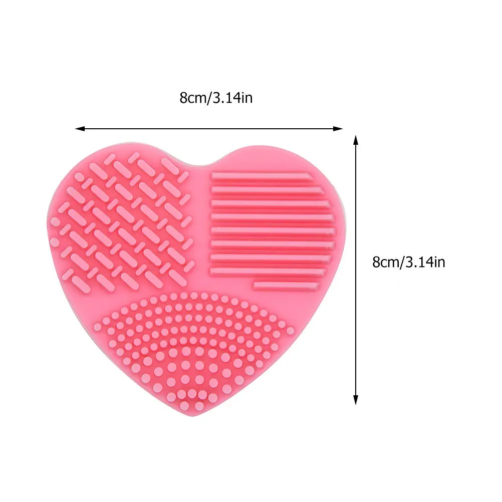 6Pcs Silicone Makeup Brush Cleaning Pad Heart Shaped Portable Cleansing Tool Easy to Clean and Use Brush Cleaner Mat