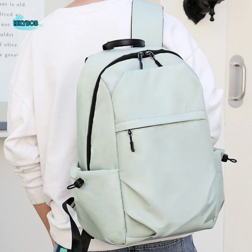

Solid Color Men Backpack Large Capacity Multifunctional Student School Bag Lightweight Laptop Bag Oxford Cloth Backpack