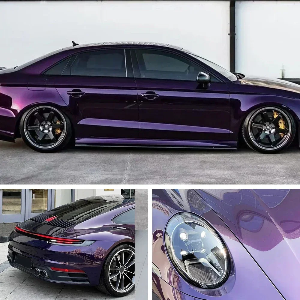 

PET Metallic Midnight Purple Premium Car Wrapping Film Scratch-Resistant Durable Sticker Auto Cover Vehicles Motor Color Change