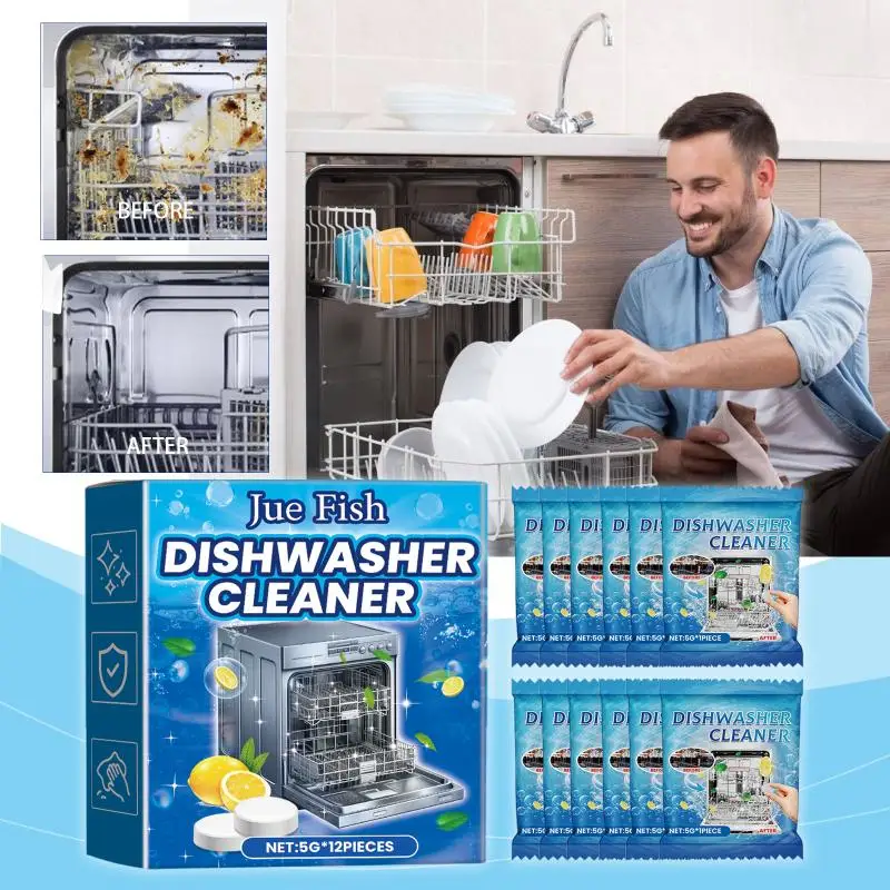 Powerful Dishwasher Cleaning Tablets Oil Stain Removal Descaling Limescale Odor Eliminator Kitchen Household Daily Cleaner Goods