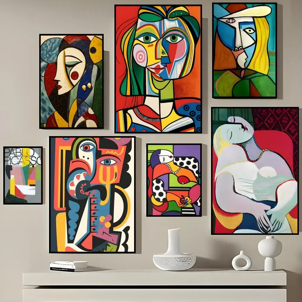 Póster del artista P-Pablo Ruiz y Picasso, adhesivo artístico autoadhesivo, pegatina de papel impermeable, decoración de pared para cafetería, Bar, habitación