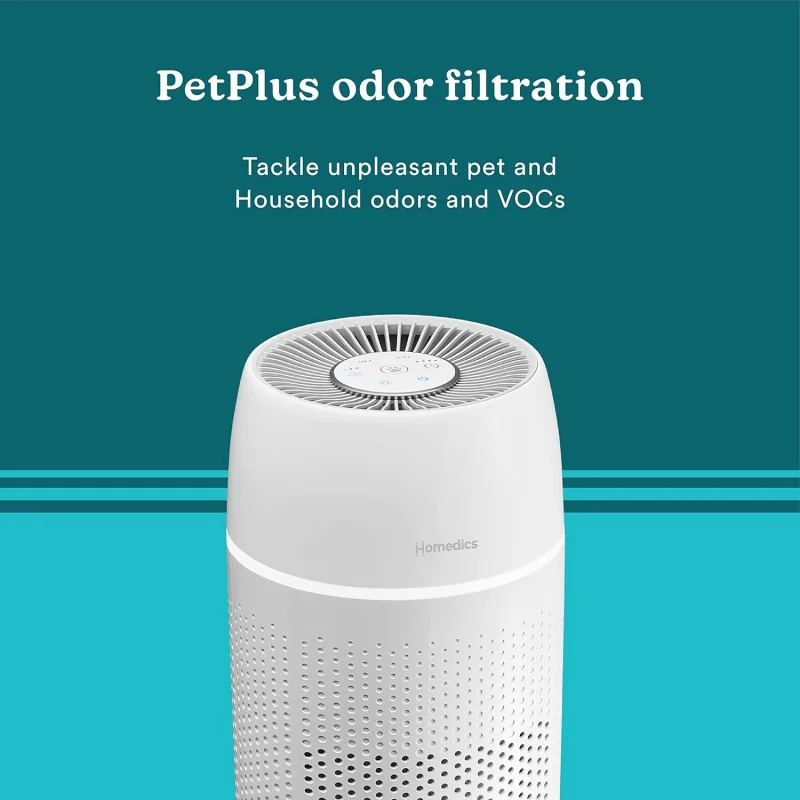 

(UUX) Очиститель PetPlus UV-C 5-в-1 — HEPA-фильтр на 360 градусов, 266 кв. футов, очистители воздуха для домашних животных, спальни, дома с Essential UQ
