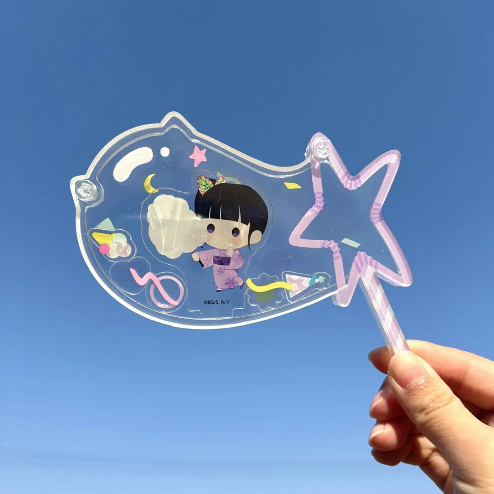 Creative Blowing Bubbles Badge Photo Frame, Acrylic Shaker Charm & Badge Display Case, Anime Merch Storage Frame