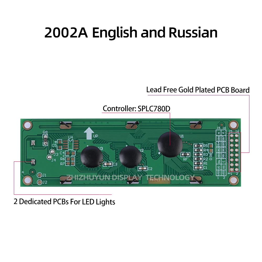 LCD2002A Pantalla de caracteres en inglés y ruso, controlador de caracteres negros, luz naranja, módulo de interfaz SPLC780D de doble fila