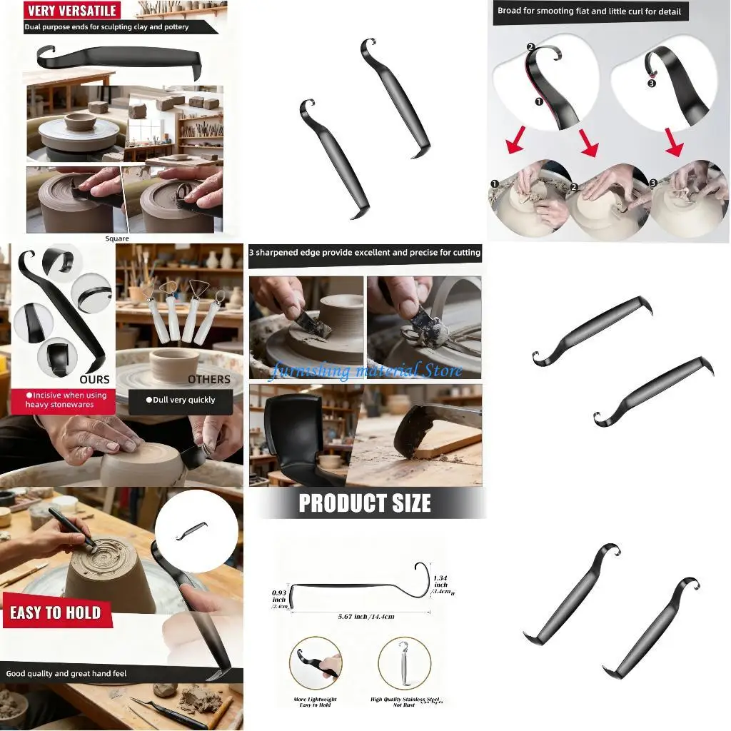 

Y5GD 2Pieces Ceramic Clay Shaping Tool Professional Grade Sturdy Construction Perfect for Expert and Beginner Crafting Needs