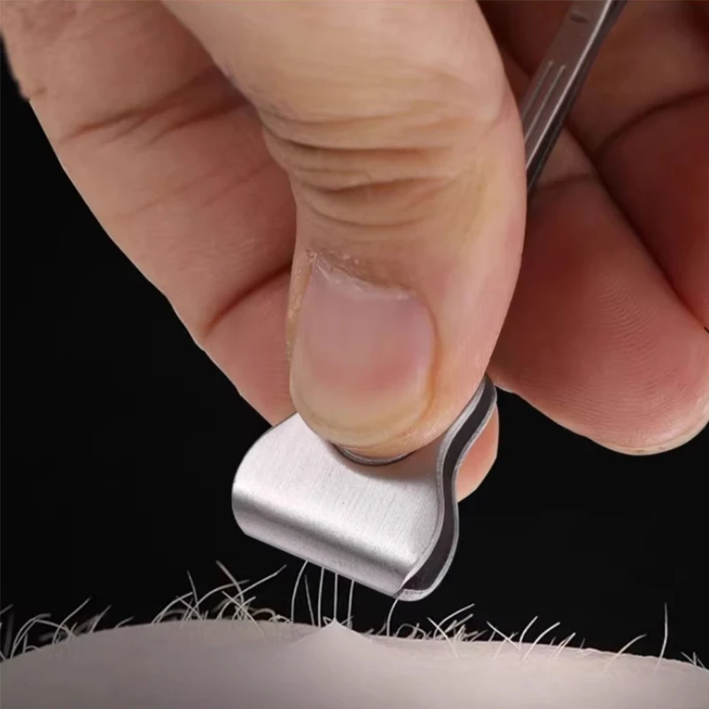 Herramienta para Barba plana de acero inoxidable, pinzas para depilación de cejas encarnadas, herramienta para Barba para hombre, pinzas para maquillaje Facial