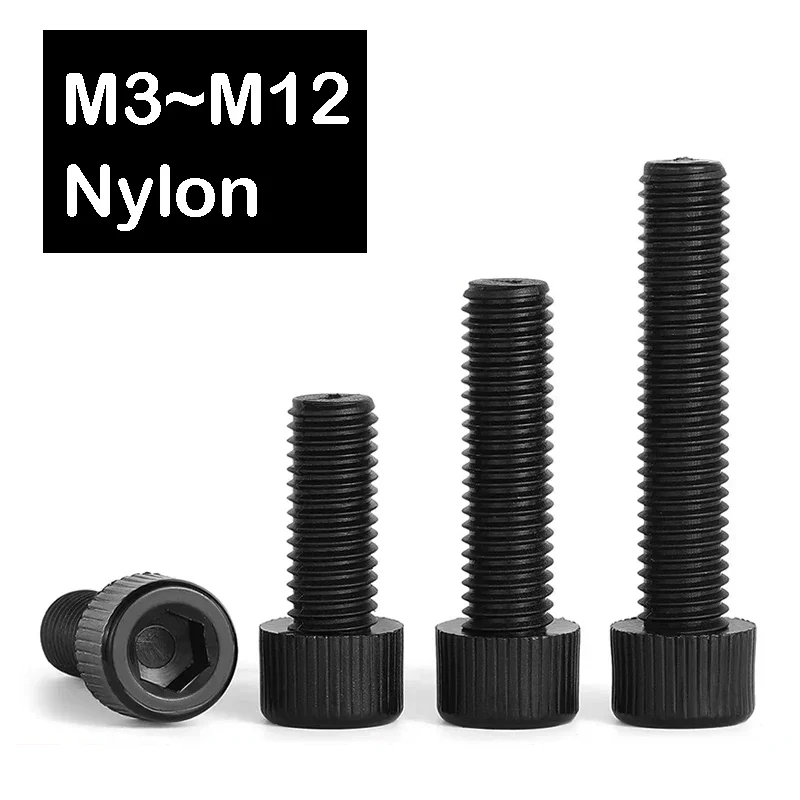 3~50Pcs Nylon Hexagon Socket Cap Head Screw M3 M4 M5 M6 M8 M10 M12 Plastic Cup Head Knurled Allen Bolts
