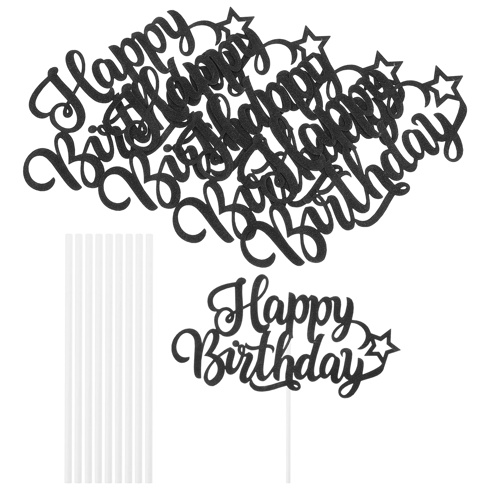 10 Uds. De adornos para tarta de cumpleaños, letras de oro rosa, decoraciones para pasteles, suministros festivos para fiestas, Material seguro fácil de usar
