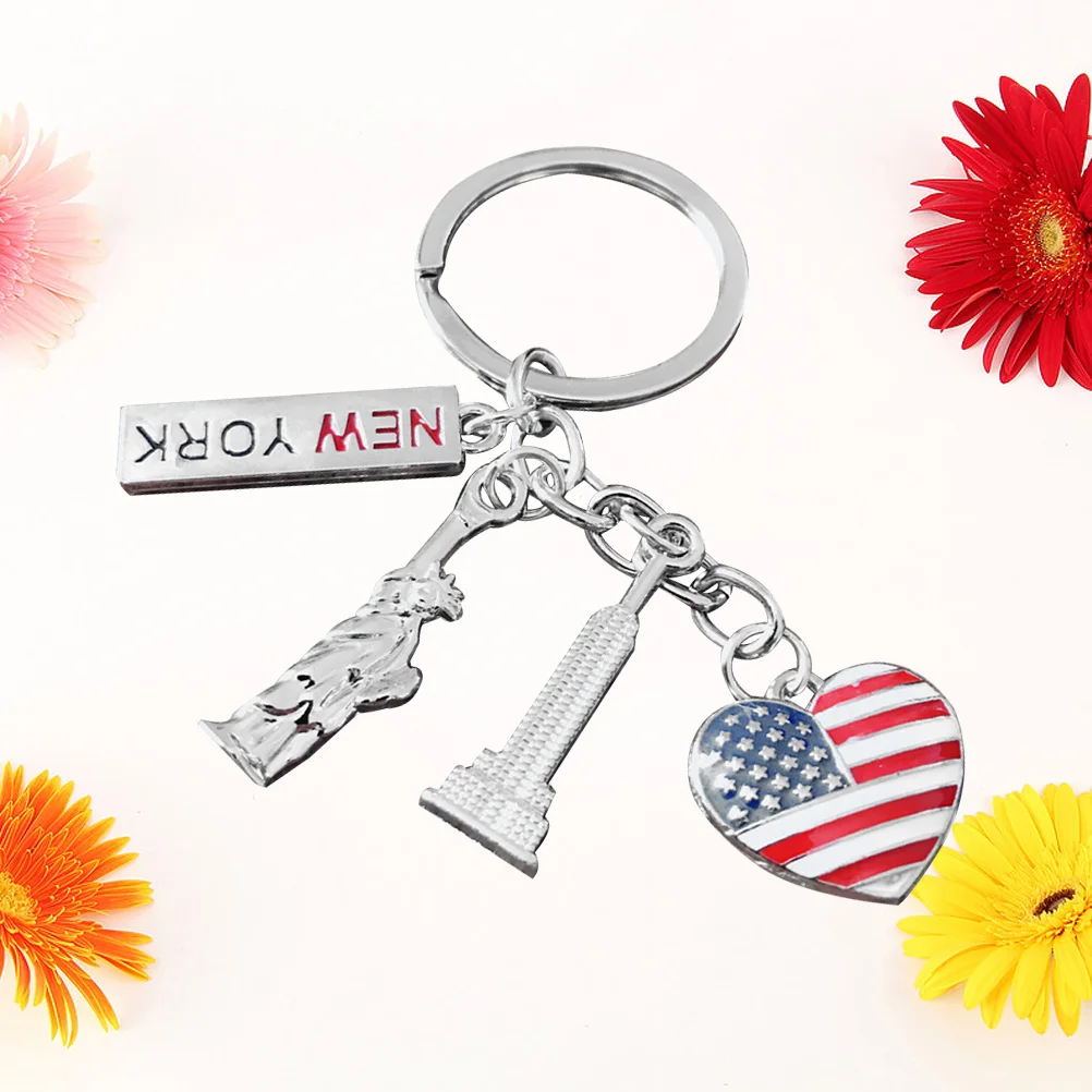 Man Gift American Independence Day Key Chain Keychain Metal Ring Flag USA Patriotic Holder