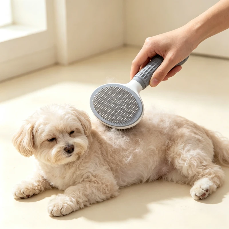 One Click Pet Hair Remover Brush Press Design Floating Hair Comb Dog Cat Grooming Cleaning Supplies