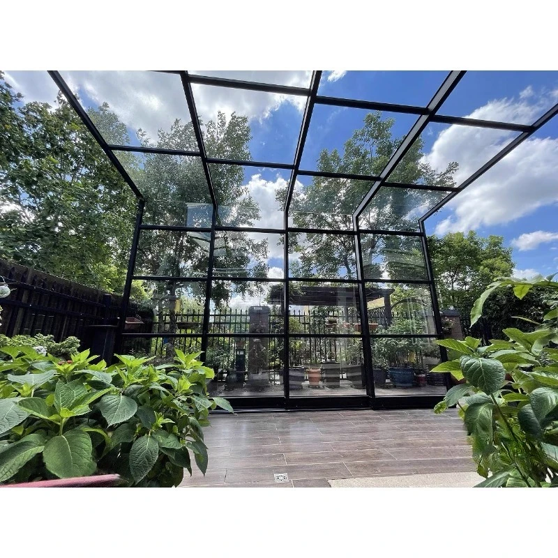 غرفة شمس متحركة مخصصة من سبائك الألومنيوم والزجاج المقسى قابلة للطي، فتحة وإغلاق متحركة، فناء تلسكوبي متحرك