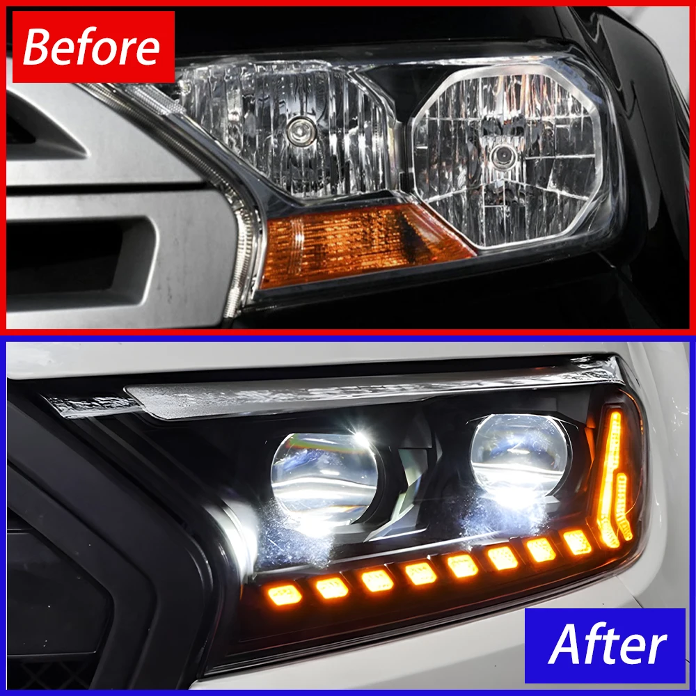 Car Front Lamps For Ford Ranger 2016-2020 LED Auto Headlight Assembly Upgrade Audi Q7 Style Dynamic 2 Projector Lens Accessories